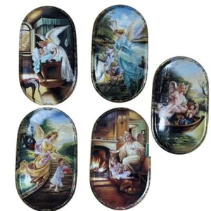 Set of 5 Oval Guardian Angel Plates, The Bradford Exchange, German Ed. 1990s - Picture 1 of 16