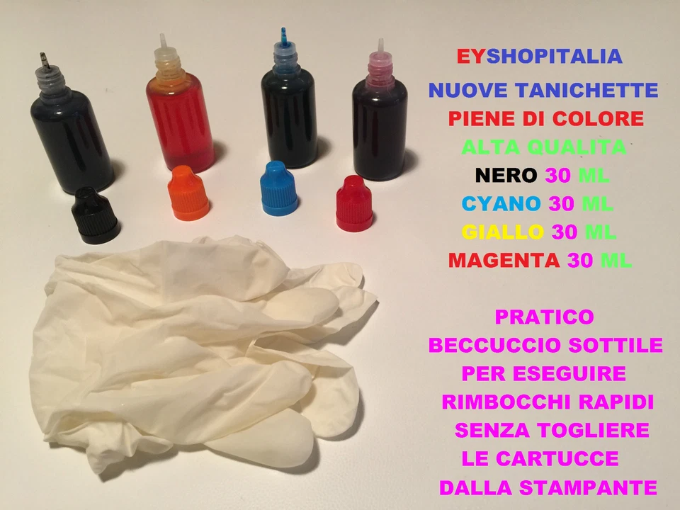 INCHIOSTRO 120 ML PER HP ORIGINALE INKJET PER CARTUCCE RICARICABILI 4 COLORI - Immagine 1 di 1