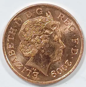 2009 UK Great Britain 1 Penny World Coin Cud Die Break Error Rare See Pics - Picture 1 of 4