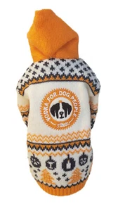 Tito's "Vodka for Dog People" Ugly Bottle Sweater Hoodie Cream Gray & Orange - Picture 1 of 5