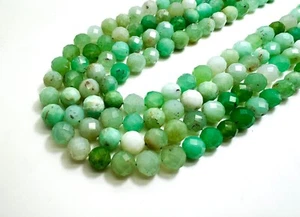 Natural Grade AA Green Chrysoprase Gemstone Faceted Round Beads 10mm - RNF114A - Picture 1 of 3