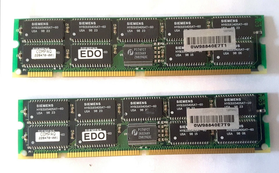 Compaq 256MB EDO Dimm Kit, 2x 128Mb ECC 60 NS EDO DIMM Memory Module, 228470-001 - Image 1 of 4