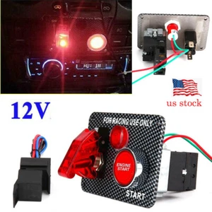 Ignition Switch Panel Engine Start Starter Push Button LED For Toggle Racing Car - Picture 1 of 9