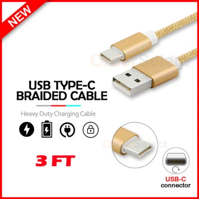 3 PACK LOT 3FT Type-C USB-C Rapid Fast Charger Cable Quick Charging Cord Android - Image 1 of 4