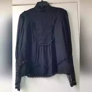 Anna Sui Silk Long Sleeve Ruffle Top - Picture 1 of 16