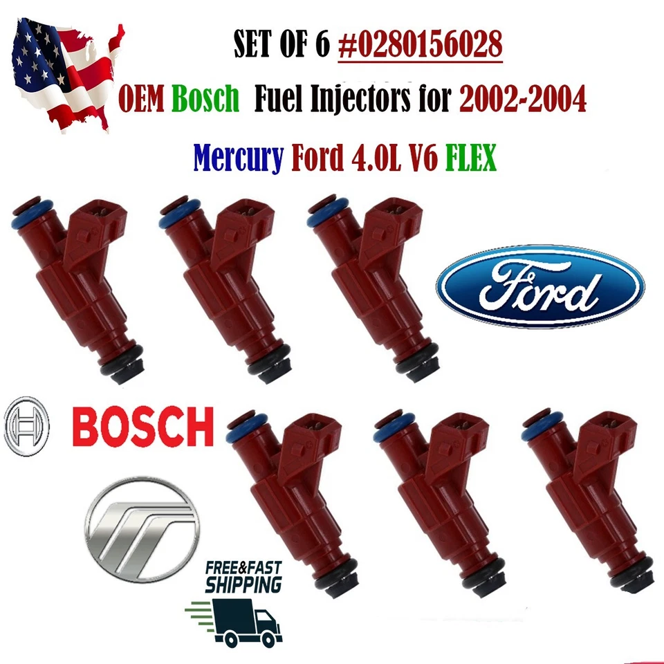 Inyectores de combustible OEM BOSCH x6 para Mercury Ford 2002-2004 4,0 L V6 Flex #0280156028 Foto 1 de 4