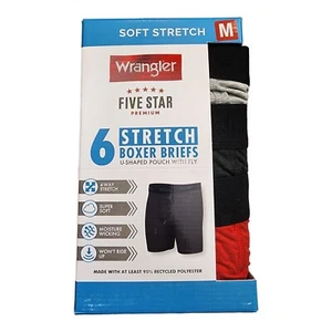 Wrangler Soft Stretch Boxer Briefs 6-pack Size M Moisture Wicking - Picture 1 of 6