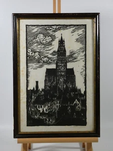Holzschnitt Carl Thiemann Brügge Salvatorkirche signiert Dachauer - Imagen 1 de 6