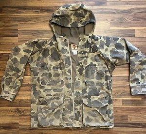 Vintage Columbia Camouflage Gore-Tex, Duck Hunting Jacket Hooded, Men's XL, USA - Picture 1 of 7