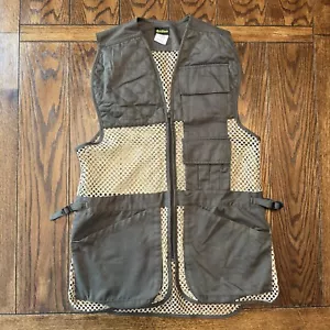 Bob Allen Men's Medium Green Quilted Tan Mesh Skeet Shooting Bird Hunting Vest - Picture 1 of 10
