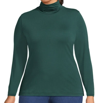 Top Lands' End Talla 1X Jersey Verde Oscuro Cuello Tortuga, Mangas Largas Nuevo con Etiquetas Foto 1 de 3