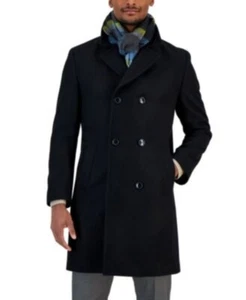 Abrigo de lana Nautica para hombre talla 44L ajuste clásico doble botonadura en negro $395 - Imagen 1 de 11