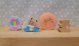 Vintage Sanrio Bearobics Just for Fun Teddy Heart Bear Ribbon Balloon Eraser Set - Bild 1 von 12