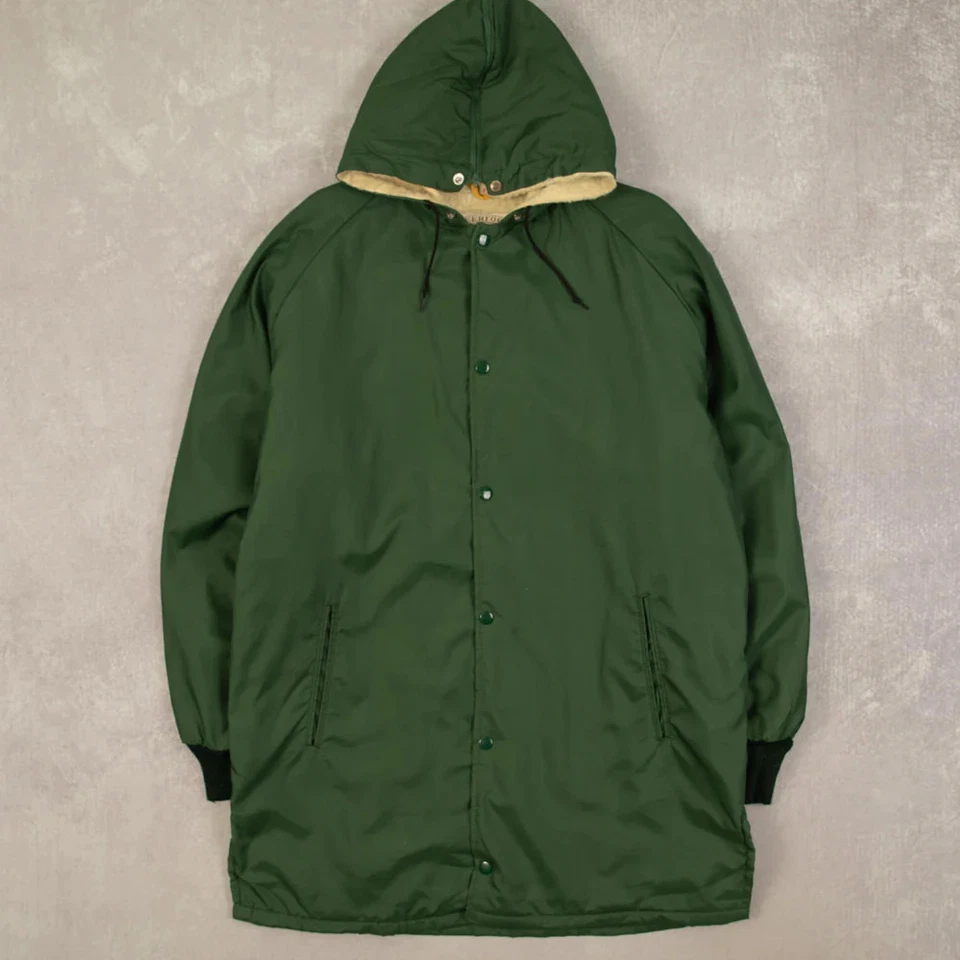 Vintage 80s Union Made Fleece Lined Hooded Jacket M Made in USA Men's Green  - Image 1 of 4