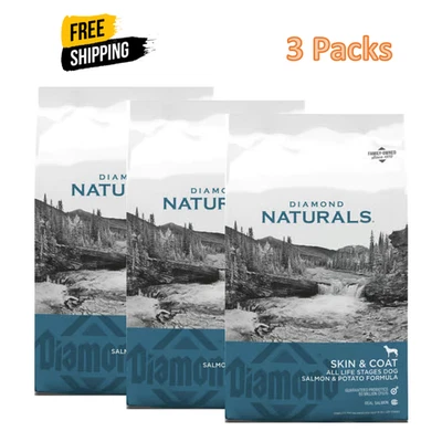 3 Packs, Diamond Naturals Skin & Coat All Life Stages Salmon & Potato ,30 lb Bag