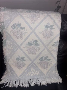 Vintage Floral Tapestry Roses Woven Throw Blanket Wall Hanging - Picture 1 of 4