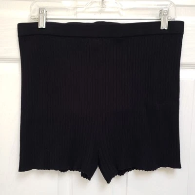 Pantalones cortos H&M negros de punto acanalado para mujer L Foto 1 de 4