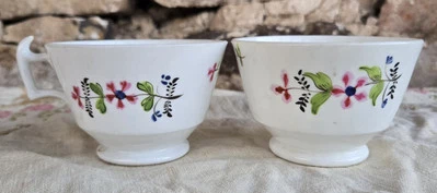 Taza de té y tazón de té Staffordshire England Bone China forma griega esmaltado años 1840 Foto 1 de 4