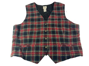 Vintage Gap Women's Vest Size L Red Plaid Wool Polyester Boho Grandma Core Retro - Picture 1 of 9