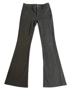 American Eagle High Rise Artist Flare Chino Pant Womens 2 Black Twill Stretch - Picture 1 of 10
