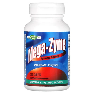 2 X Natures Way, Mega-Zyme®, enzimas pancreáticas y sistémicas, 200 comprimidos Foto 1 de 2
