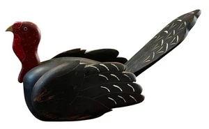 Vintage Folk Art Wooden Hand Carved Large Turkey - Picture 1 of 5