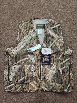 Original Vintage NWT McAlister Waxed Hunting Vest Mossy Oak Shadow Branch L USA - Image 1 of 4