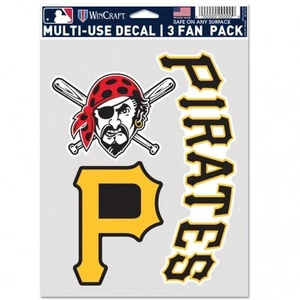 Pittsburgh Pirates Multi Use Fan 3 Pack Decal Set [NEW] MLB Sticker Emblem Car - Picture 1 of 1