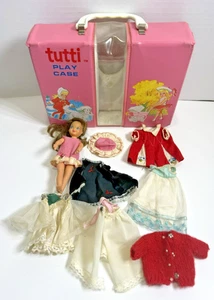 6” Vintage Mattel Barbie Tutti Doll 1960's Brunette w/ Spare Clothes & Play Case - Afbeelding 1 van 24