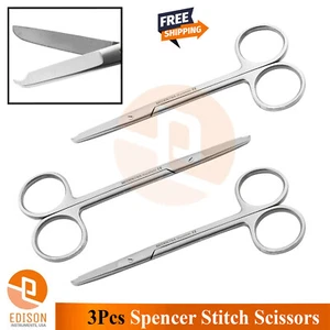3 Pcs Dental Spencer Stitch Scissors 13cm Medical Stitches Suture Removal Shears - Picture 1 of 3