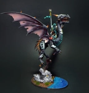 Dreadlord / Sorceress on Black Dragon Dark elf ** COMMISSION **  painting - Picture 1 of 3