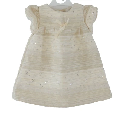 Vestido Marie Chantal Bebé Niña Marfil Beige Rayas Lentejuelas Ocasión Edad 6 Meses Foto 1 de 4