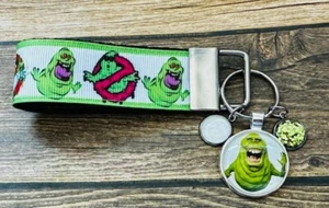Key Fob Chain Holder Strap Mini Charm Slimer Ghost buster Green Glitter RTS 3" - Picture 1 of 1
