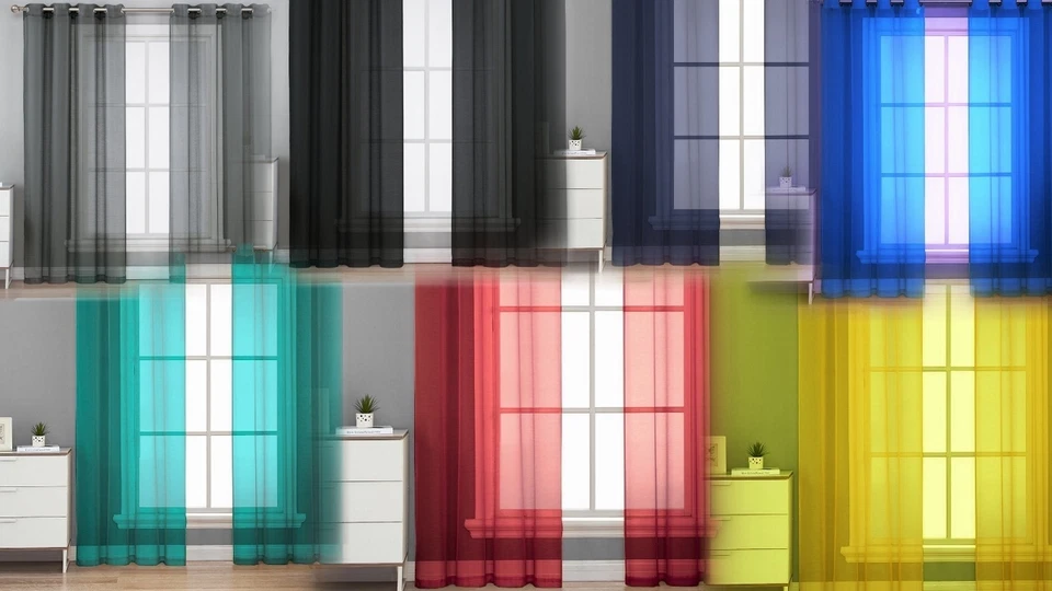 2PC GROMMET SOLID VOILE SHEER PANEL WINDOW CURTAIN TREATMENT DRAPE NEW DECOR - Image 1 of 1