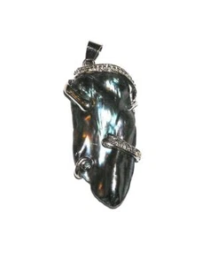PENDANT/NECKLACE Freshwater Baroque Wire Wrapped UNUSUAL PEARL P442 - Picture 1 of 1