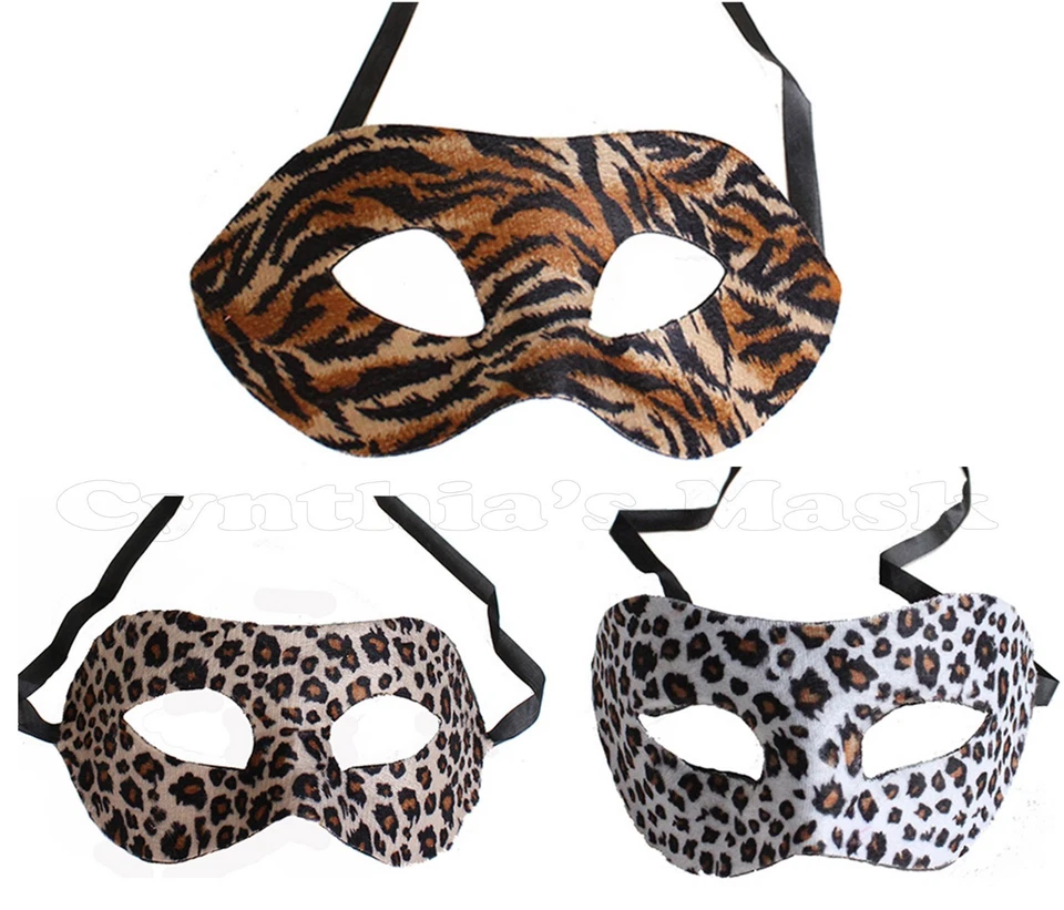 Animal Print Eye Mask Masquerade Leopard Tiger Costume Party Prom Costume - Image 1 of 1