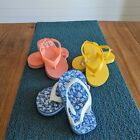 GAP Old Navy Toddler Flip-Flop Sandals Lot of 3 Coral Yellow Blue Girls 9T/10T