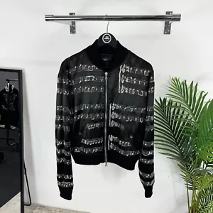 Giacca bomber Amiri Mix Note in seta impreziosita da musica nera prezzo consigliato £ 2580 * - Foto 1 di 13