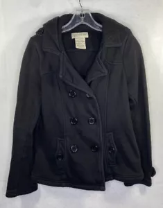 Jones New York Sweater Jacket A-line Warm Lined With Hood Size Small Black - Picture 1 of 8
