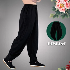 Linen Martial Arts Kung Fu Tai Chi Pants Trousers Loose Wushu Wingchun Pants New - Picture 1 of 14