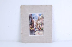 Quadro Giuseppe Rispoli Olio su tavola Vicolo di Napoli 10 x 15 cm - Foto 1 di 5