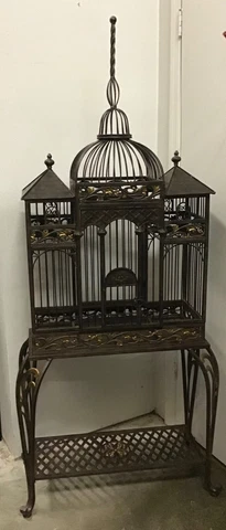 UNIQUE & RARE!!! Vintage metal bird cage Decor/useable - PRE OWNED Cover