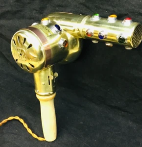 Ken Reinhardt Enhanced Hamilton Beach #3 Hairdryer Polished Brass 16 Glass Gems - Picture 1 of 23