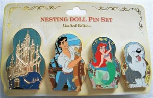 JUEGO DE PINES DSSH DSF DISNEY NIDING SIRENITA ARIEL ERIC MAX CASTLE LE300 - Imagen 1 de 1