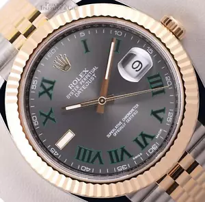 Rolex Datejust II 41mm Jubilee 126333 Two Tone 18k & Steel-Gray Roman Wimbledon - Picture 1 of 6