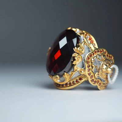 Anillo de plata para hombre piedra roja anillo para hombre - anillo hecho a mano para hombre - anillo hecho a mano Foto 1 de 4