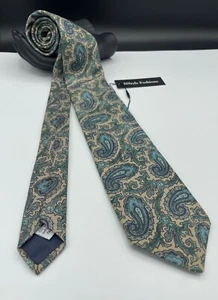 EVAN-PICONE Men's 100% Silk Tie ~ Beige ~ Paisley ~ Made in the USA! - Picture 1 of 5
