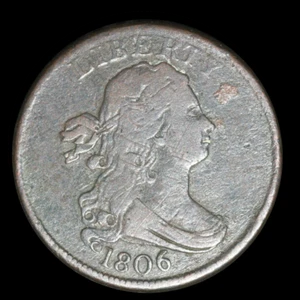 1806 Draped Bust Half Cent (no stems small 6) - Picture 1 of 2