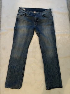 True Religion Herren Gr. 36 Ricky Relaxed Straight Jeans Blau Distressed - Bild 1 von 6