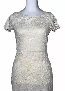 Ambiance Lace Body Contouring Dress Women’s Size Large Ivory Stretch - Picture 1 of 12
